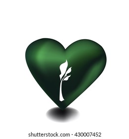 Growing plant in green heart world, environment day