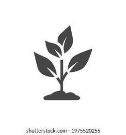 Growing Plant Icon Black and White Vector Graphic