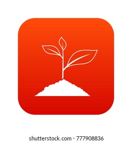 Growing plant icon digital red for any design isolated on white vector illustration