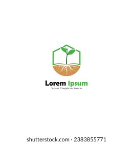 Gráficos vectoriales del logotipo de planta en crecimiento