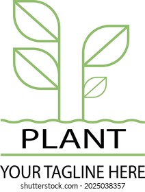 growing plant modern line art.eco natural farm concept, earth day, organic foods, vegan product green line art vector