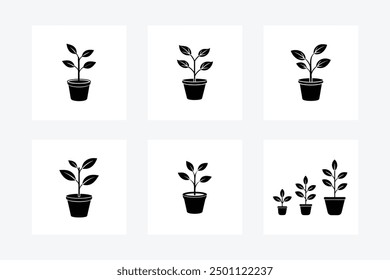 Growing Plant on White Background Vector Illustration - Printable Design