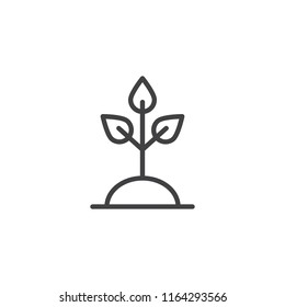 Growing Plant outline icon. linear style sign for mobile concept and web design. Plant in soil simple line vector icon. Sprout symbol, logo illustration. Pixel perfect vector graphics