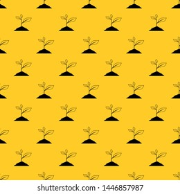 Growing plant pattern seamless vector repeat geometric yellow for any design