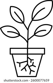 Growing Plant in Pot Icon with Transparent Background – Gardening Symbol, Environmental Conservation, Sustainable Growth Concept, Nature Care, Vector Illustration