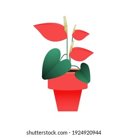 Growing Plant in Pot. Modern Flat Vector Illustration. Gardening Concept. Social Media Template.