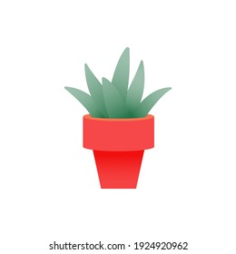 Growing Plant in Pot. Modern Flat Vector Illustration. Gardening Concept. Social Media Template.