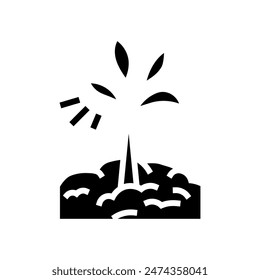Vector de glifo de progreso de planta en crecimiento. símbolo de progreso de planta en crecimiento. ilustración de símbolo aislado