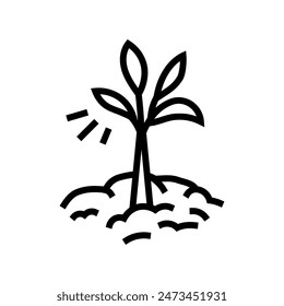 Vector de línea de progreso de planta en crecimiento. símbolo de progreso de planta en crecimiento.