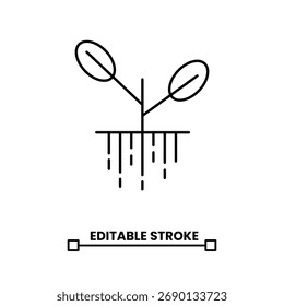 growing plant with roots editable stroke line icon vector illustration