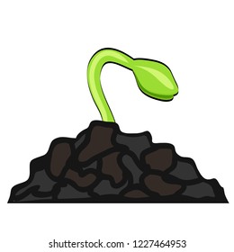 Growing plant seed in cartoon style for your design, stock vector illustration