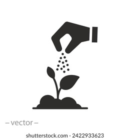 growing plant in soil icon, plant fertilizer, agriculture genetic, flat symbol on white background - vector illustration