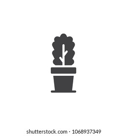 Growing plant vector icon. filled flat sign for mobile concept and web design. House plant in pot simple solid icon. Symbol, logo illustration. Pixel perfect vector graphics