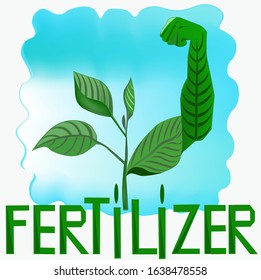 Growing plant.Fertilizer to improve growth and increase resistance to adverse environmental factors.Nature.Vector graphics.