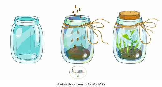 Growing plants, caring for green shoots of flowers and vegetables. Ecology and healthy food and cosmetics