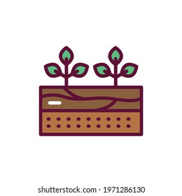 Growing plants color line icon. Isolated vector element. Outline pictogram for web page, mobile app, promo