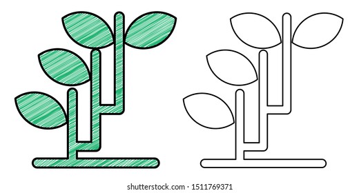 growing plants icon design vector with texture. editable outline for other style