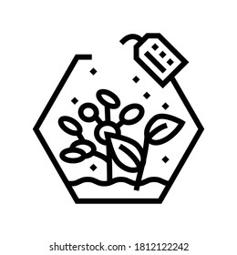 growing plants line icon vector. growing plants sign. isolated contour symbol black illustration