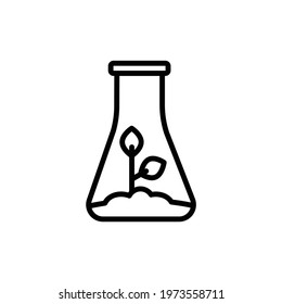 Growing plants in vitro line icon. Isolated vector element.