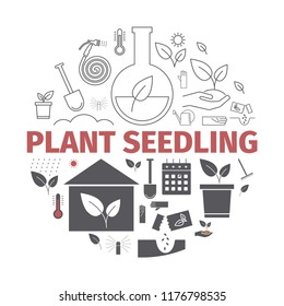 Growing plants web banner. Vector signs for web graphics