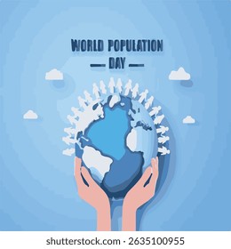 Crescente conceito de população - Terra cercada por pessoas Silhuetas - Crescimento da cidade e população urbana - Ilustração do Dia Mundial da População - Conceito de sobrecarga populacional - Planeta lotado Earth Vetor