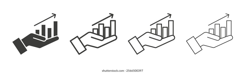 Growing profit icon flat and linear vector illustration on white background.