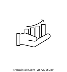 Growing profit icon in liner stroke style