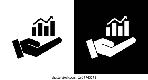 Growing profit icon vector, solid logo illustration, pictogram