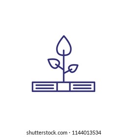 Growing profit line icon. Bundle of money, tree, leaves. Finance management concept. Can be used for topics like economy, banking, business, investment, startup