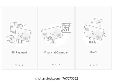 Growing profit.Bill payment.Financial calendar.Monthly budget planning.Modern interface UX UI GUI screen template for smart phone or web site banners.