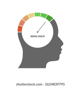 Growing psychological and emotional stability. Abstract design. Concept of psychology, inner world, mental health, feelings. Mental health level measuring device as human head.