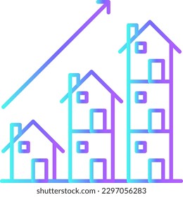 Growing Real Estate icon with blue duotone style. growth, success, concept, business, development, progress, gardening. Vector illustration