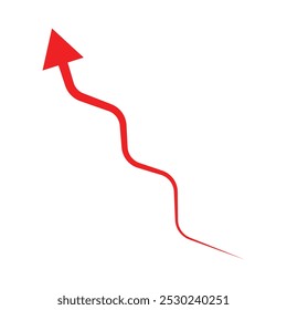 Growing red arrow. Graph arrow up. Growing Red Arrow. Simple red graph. Concept of growth and increase. Growing chart isolated on white background. Three dimensional indicator arrow. Eps 10.