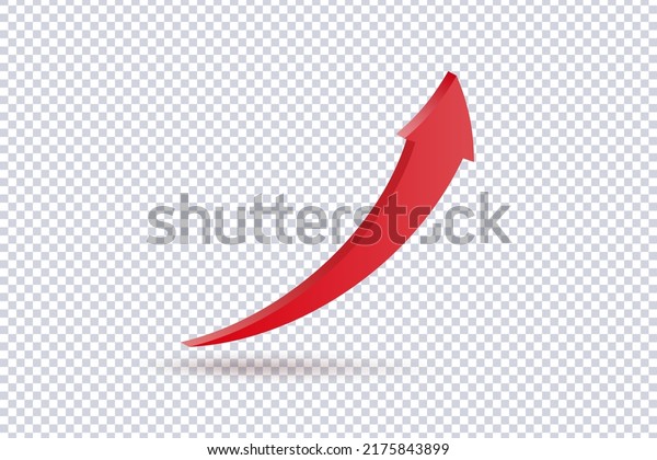 Growing Red Arrow up. Concept of sales\
symbol icon with realistic 3d arrow moving up. Growth chart sign.\
Flexible arrow indication statistic. Trade infographic. Profit\
arrow Vector\
illustration