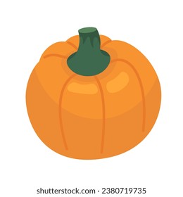 Growing ripening pumpkin 2D cartoon object. Autumn harvest festival. Vegetable veggie isolated vector item white background. Thanksgiving fall season. October autumnal color flat spot illustration