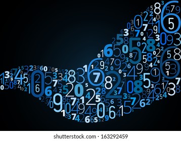 Growing S- shape wave  from different numbers vector background