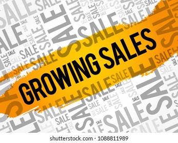 Growing Sales word cloud collage, business concept background