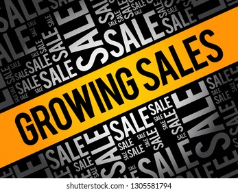 Growing Sales word cloud collage, business concept background