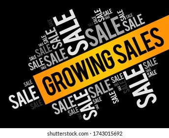 Growing Sales word cloud collage, business concept background