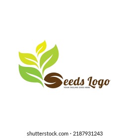 Growing seed logo design template. Fit for wheat farm, natural harvest, agronomy, rural country farming field.