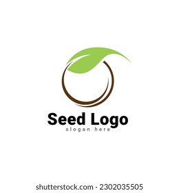 Design-Vorlage für Saatgut-Logo wachsen. Fit für Weizenfarm, Naturernte, Agroindustrie, ländliches Landwirtschaftsfeld
