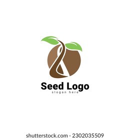 Growing seed logo design template. Fit for wheat farm, natural harvest, agronomy, rural country farming field