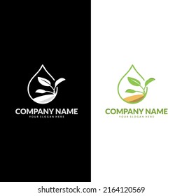 growing seed logo. Eco Water drop leaf Logo design vector template. Natural mineral ecology aqua water.