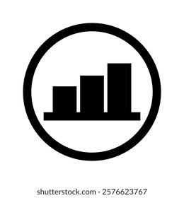 Growing single black arrow pointing up on chart graph bar icon, upward trending success graph, interface infographic element