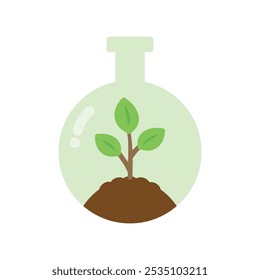 Rebento crescente no ícone do copo. Ecologia, ambiente, natural, verde, energia, conceitos de pesquisa laboratorial. Ilustração isolada de design de vetor plano.