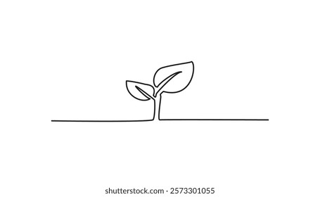 growing sprout  continuous one line drawing