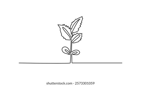 growing sprout  continuous one line drawing