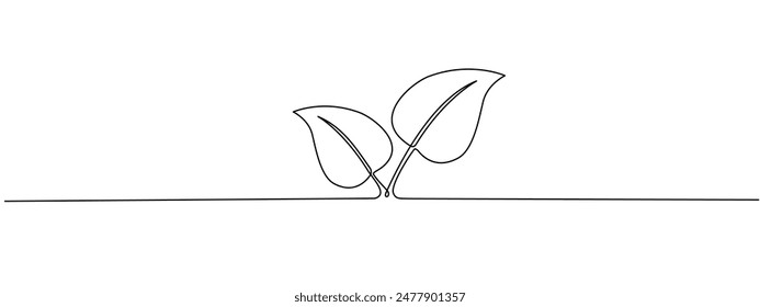 Brote creciente dibujado con una línea editable continua. Cultivar a partir de semillas , brotes , plántulas, concepto de agricultura ecológica. Ilustración simple de una sola línea de Vector