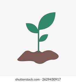 Growing sprout, flat environment collage element vector