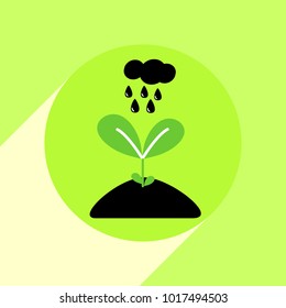Growing sprout flat icon with long shadow. Vector graphic illustration.